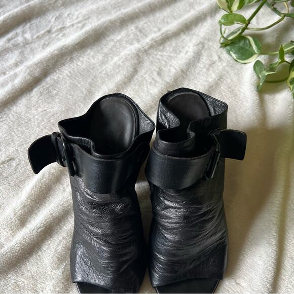 Marsell Bolla Black Leather Peep Toe Convertible Mule/Sling-Back Block Heel - Picture 11 of 14